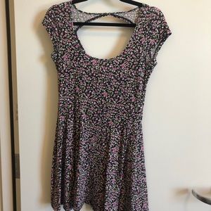 Pink floral backless dress